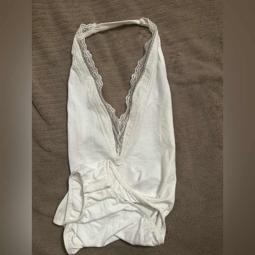 Urban Outfitters White Lace Trim Chemise